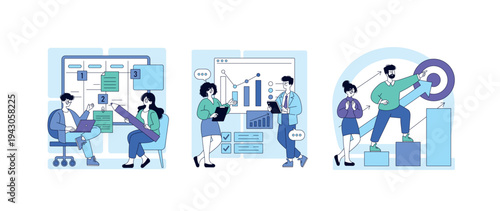 Business Team Analyzing Growth Strategies Vector Illustration