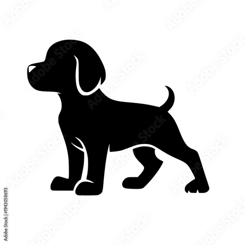 Black Puppy Silhouette Icon – Minimalist Dog Logo Vector Graphic for Pet Branding