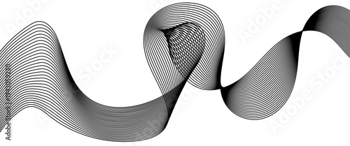 Dynamic abstract digital wave pattern featuring black white background, creating flowing lines and a modern technological aesthetic for various design applications, vector desgn eps10