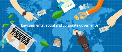 ESG concept of environmental, social and corporate governance in sustainable and ethical business vector illustration