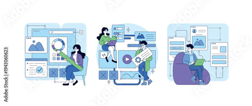 Team Collaboration in Digital Design Vector Illustration
