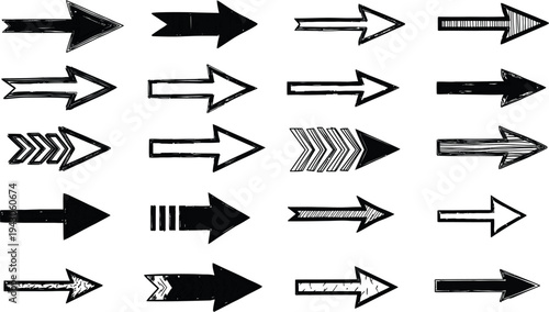 Collection of various black and white arrow icons