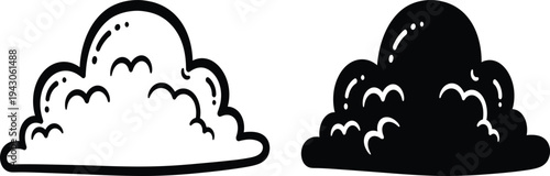 Black and white illustration of two piles of sand or snow