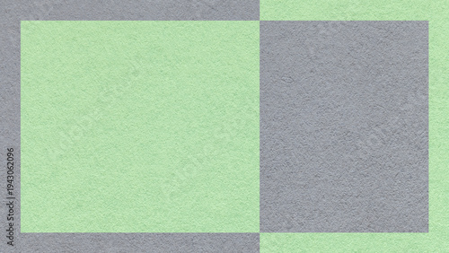 Textured gray, light mint green paper background with frame and geometric panel. Template for banner with copy space