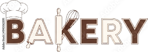 Bakery Food Kitchen Halftone Typography Vector Alphabet with Black and White Decorative Letters