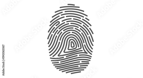Simple black and white illustration of a human fingerprint on a white background