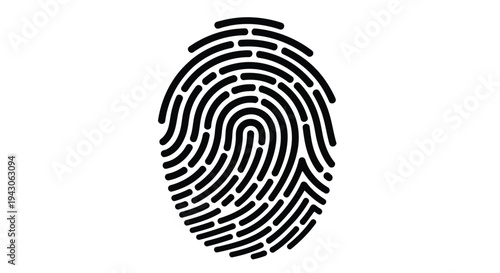 A black fingerprint illustration against a plain white background high quality
