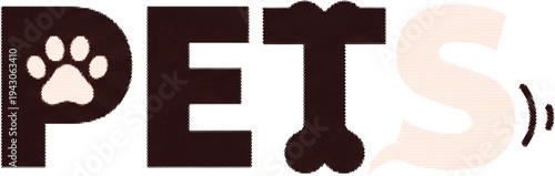 Pets Animal Dog Cat Halftone Typography Vector Alphabet with Black and White Decorative Letters