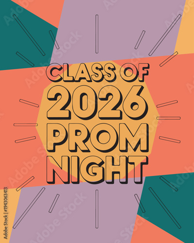 Class of 2026 Prom Night text graphic vector