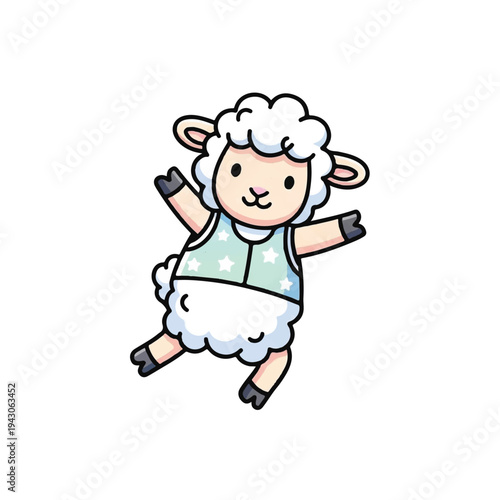 Cute Cartoon Sheep Character Illustration.