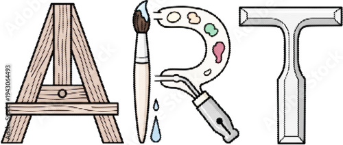 Art Painting Creative Halftone Typography Vector Alphabet with Black and White Decorative Letters