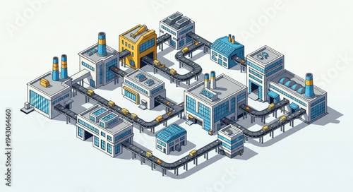 Isometric Factory Buildings and Infrastructure.
