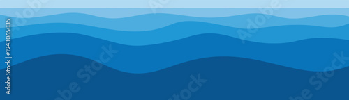 Serene ocean waves in gradient blue hues with soft natural lighting in panoramic format for web backgrounds