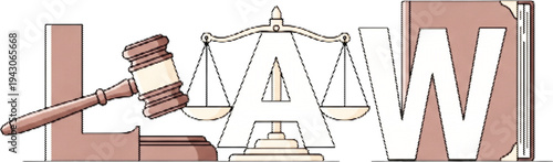 Law Justice Legal Halftone Typography Vector Alphabet with Black and White Decorative Letters