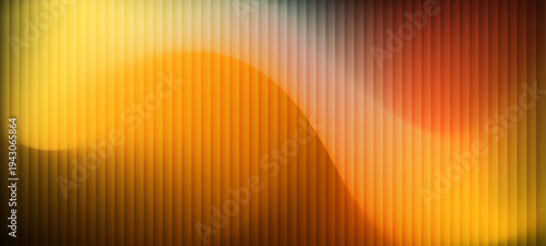 Glass texture with dark gradient background and vivid orange, brown, and white light streaks. ripple pattern, Futuristic distortion, abstract glow, reeded vertical blur Vector illustration