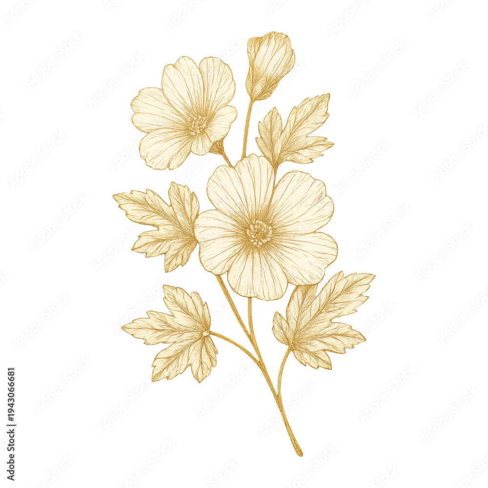 Obraz premium PNG Elegant floral line art illustration.