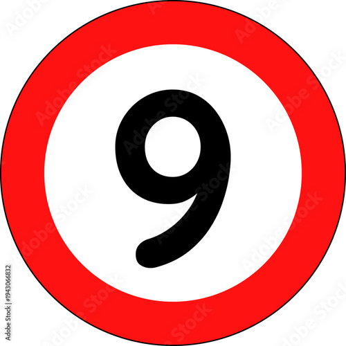 Speed Limit 9 Traffic Sign