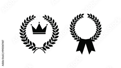 Royal crown surrounded by laurel wreath symbol of victory achievement ranking honor illustration vector design artwork