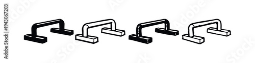 Push Up Bars Set Icon, Fitness Equipment for Strength Training and Home Workout