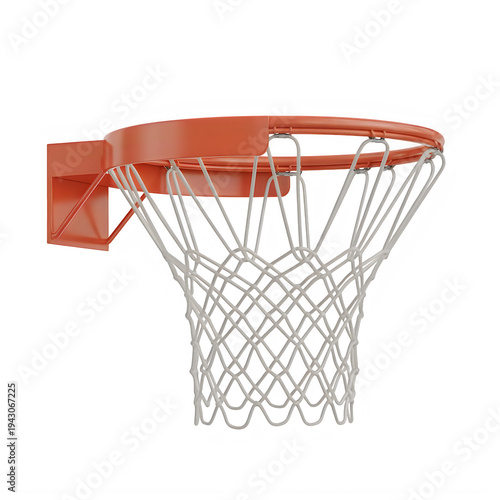 Basketball hoop with white net isolated