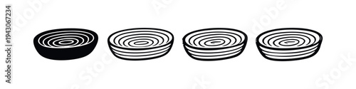 Rolled Up Towel or Mat Icons Set, Concentric Spiral Shape for Hygiene and Wellness