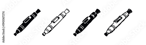 Lens Cleaning Pen Icon Set - Camera Maintenance Tool and Photography Accessory