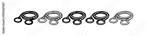 Hand-Drawn Fishing Rod Guide Icons Set. Stylized Black and Outline Angling Equipment Vector.