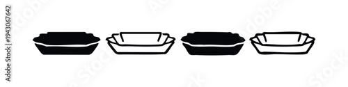 Hand-Drawn Container Icons Set. Stylized Black and Outline Basket or Bucket for Storage.