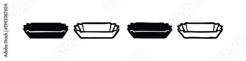 Hand-Drawn Utility Container Icons Set. Stylized Black and Outline Storage Basket Vector.