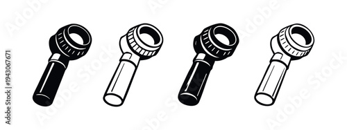 Medical Otoscope Instrument Icons Set for Ear and Eye Examination