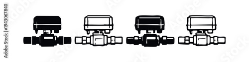 Water Flow Meter Device Icons Set