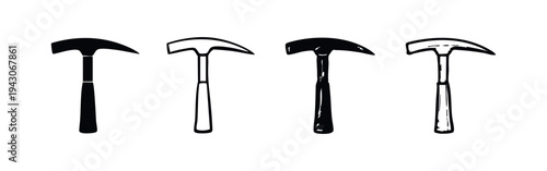 Hand-drawn Claw Hammer Icons Set - Construction Tool and Carpenter Equipment Symbols