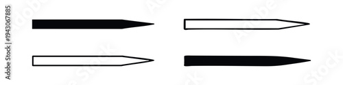 Hand-drawn Pencil Tip and Arrow Icons - Pointing Marker and Basic Drawing Tool Symbols