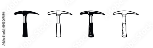 Hand-drawn Claw Hammer Icons Set - Construction Tool and Carpenter Equipment Symbols