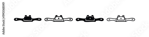Front View Hand Plane Woodworking Tool Icons Set