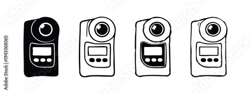 Handheld Light Meter or Colorimeter Device Icons Set