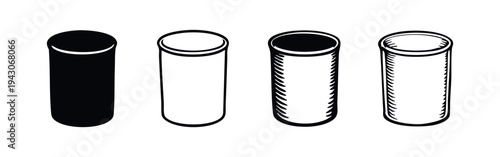 Basic Cylinder or Pipe Shape Icons Set