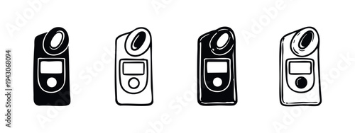 Handheld Light Meter Device Icons Set