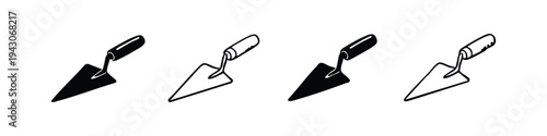 Hand Trowel Icon Set - Gardening and Construction Tool Symbols