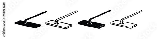 Floor Squeegee Wiper Icon Set - Cleaning and Maintenance Tools