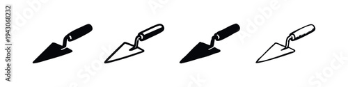 Pointing Trowel Icon Set - Masonry and Construction Tool Symbols