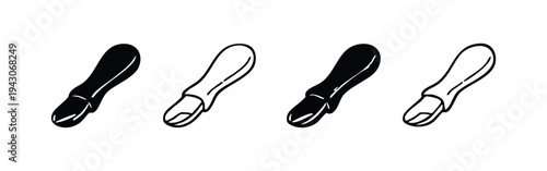 Cuticle Pusher Tool for Manicure and Pedicure Icon Set. Nail Care Equipment Outline and Glyph Vector Illustration.