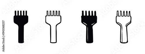 Leather Craft Pricking Iron Tool Icon Set. Stitching Chisel for Leatherwork Outline and Glyph Vector Illustration.