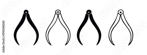 Divider Calipers Icon Set - Precision Measuring and Drawing Instruments