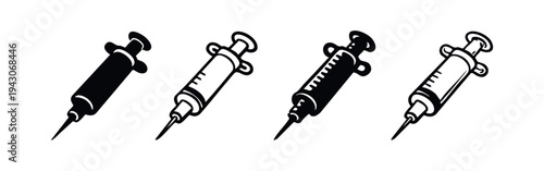 Set of Medical Syringe Icons, Injection and Healthcare Vector Illustration