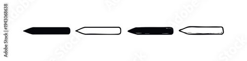 Left-Pointing Arrow and Pointer Shape Icons Set in Black and White Vector Graphics
