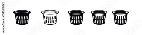 Collection of Perforated Cylindrical Filters or Strainers Black and White Vector Icons