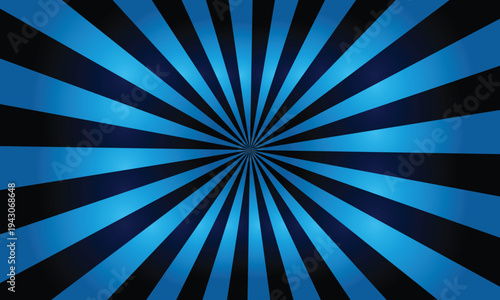 Electric blue and dark black rays spread from the center creating a compelling visual design