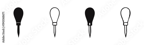 Awl tool icons set. Hand tools for leatherwork, woodworking, or various craft projects and repairs.
