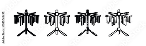 Bar chimes musical instrument icons set. Percussion instrument for atmospheric sounds and music production.